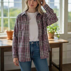 Duluth Trading Company Pink Flannel Top Size XL